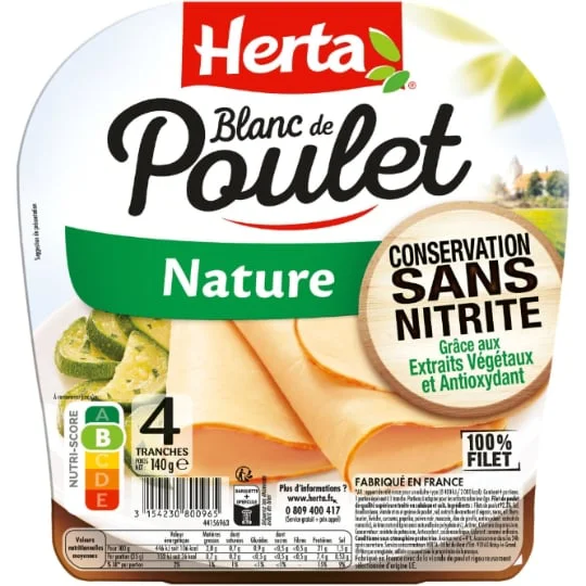 Blanc de poulet nature conservation sans nitrite