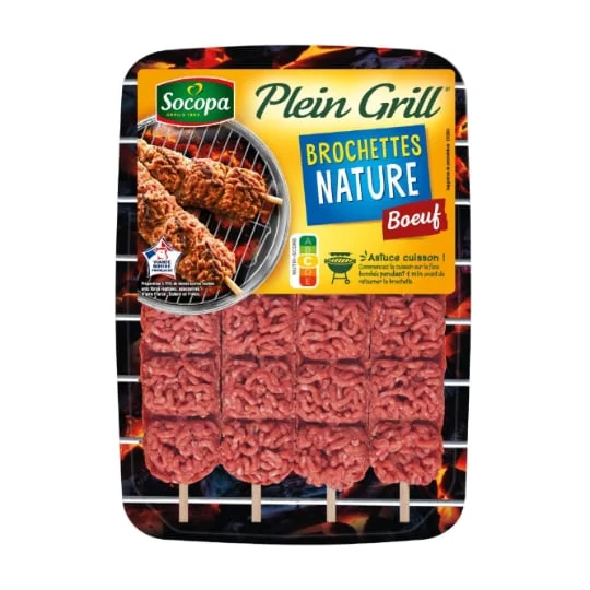 Brochettes de boeuf haché nature