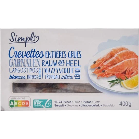 Crevettes entières crues 16/24 SIMPL