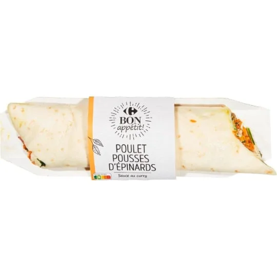 Wrap poulet épinards curry