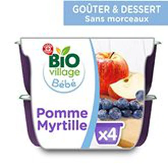 Purée 4 mois Pomme myrtilles bio