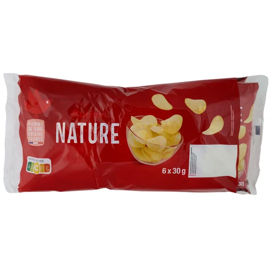 Chips nature fines et croustillantes en sachets individuels