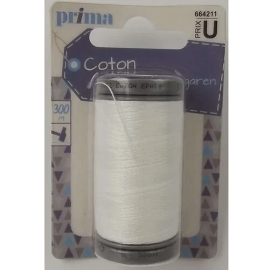 Fil Coton Epais Blanc 300m