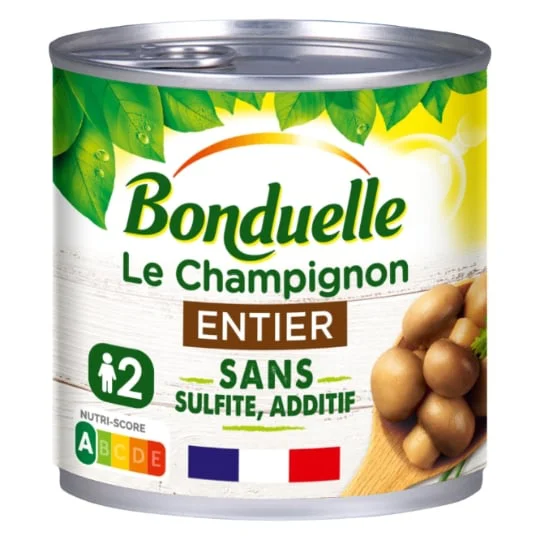 Champignons entiers sans sulfite et sans additif