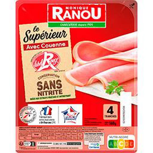 Jambon Le Supérieur avec couenne sans nitrite Label Rouge