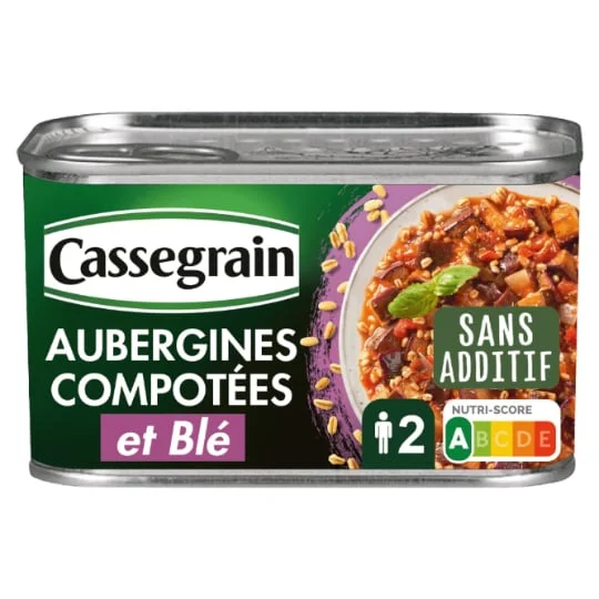 Aubergine compotée et blé