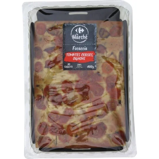 Focaccia tomates cerises, oignons