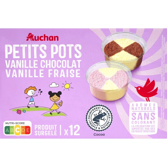 Mini pot glacé vanille-chocolat et vanille-fraise