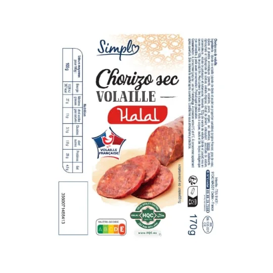 Chorizo sec volaille halal