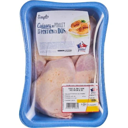 Cuisses de poulet blanc avec portion de dos