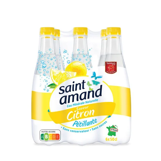Eau minérale naturelle pétillante saveur citron