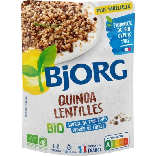 Plat cuisiné quinoa lentilles bio