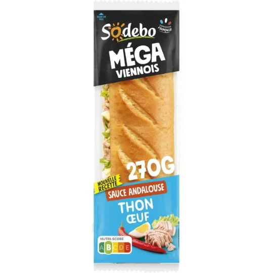 Sandwich baguette méga viennois thon oeuf et sauce andalouse