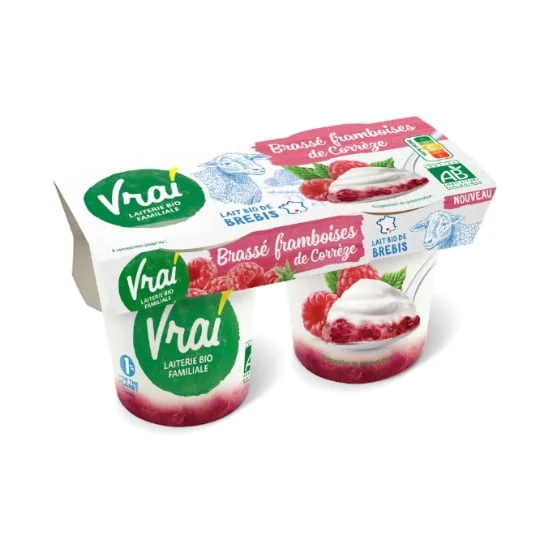 Yaourt brassé brebis sur lit de framboise Bio