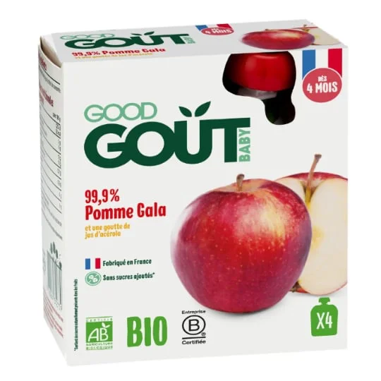 Purée de fruits à boire bébé dès 4 mois pomme gala sans sucres ajoutés Bio