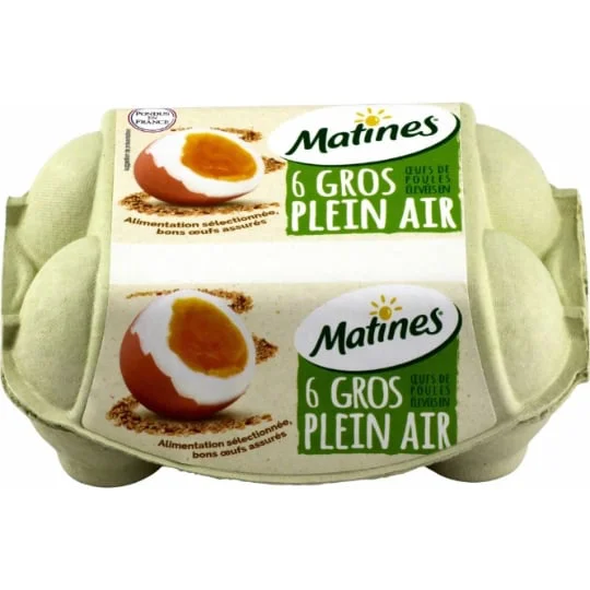 Oeufs région Poules élevées en plein air x6