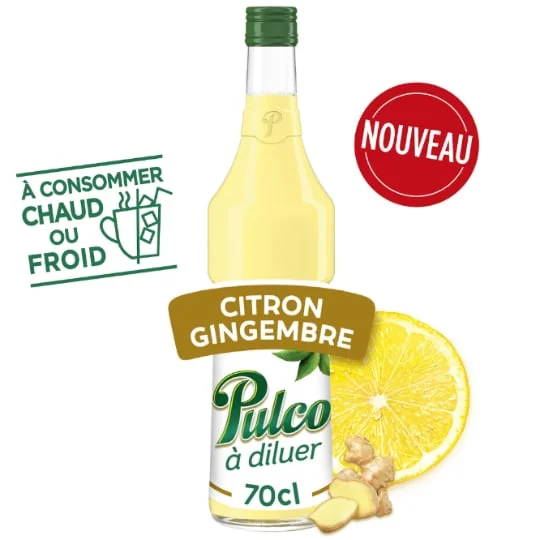 Boisson concentrée au citron et gingembre à diluer