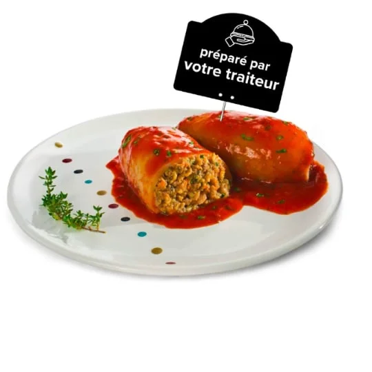 Plat cuisiné encornets farcis sauce tomate