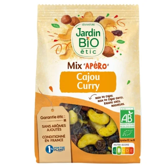 Mélange cajou curry sans arômes ajoutés bio JARDIN BIOLOGIQUE