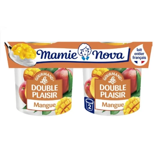 Yaourt aux fruits double plaisir mangue