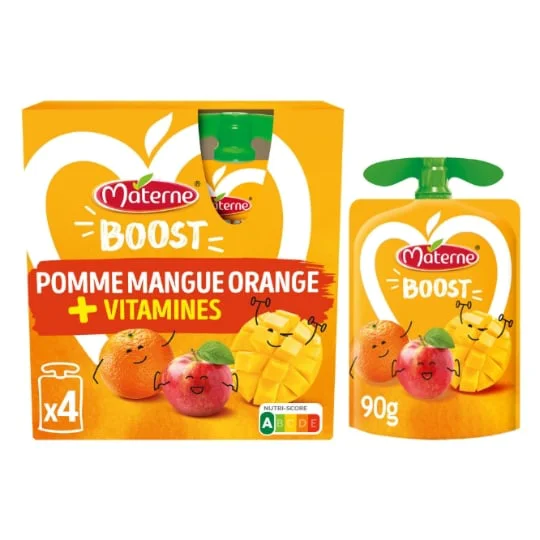 Compotes boost pomme mangue orange multivitaminé