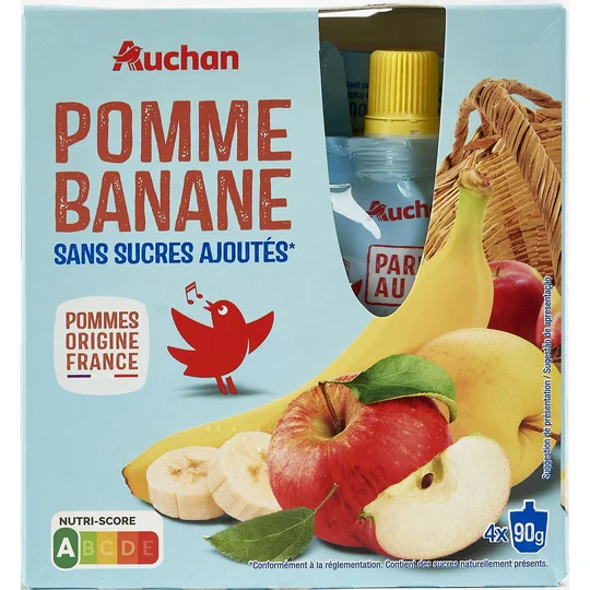 Gourdes pomme banane sans sucres ajoutés sans conservateur