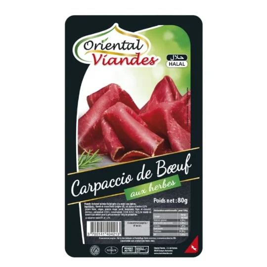 Carpaccio de boeuf aux herbes Halal