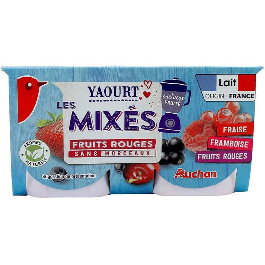 Yaourt brassé et mixé aux fruits rouges