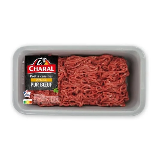 Viande Bovine: hachée prêt à cuisiner 20% MG