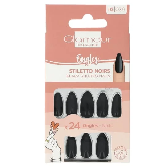 Faux Ongles Stiletto Noir