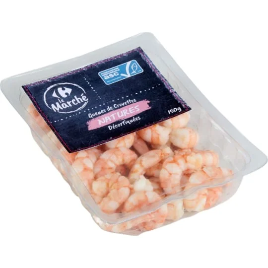 Queues de crevettes natures décortiquées