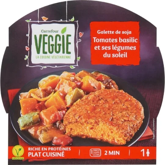 Plat cuisiné galette soja légumes du soleil