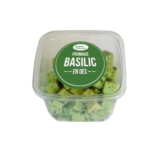Fromage en dés au basilic