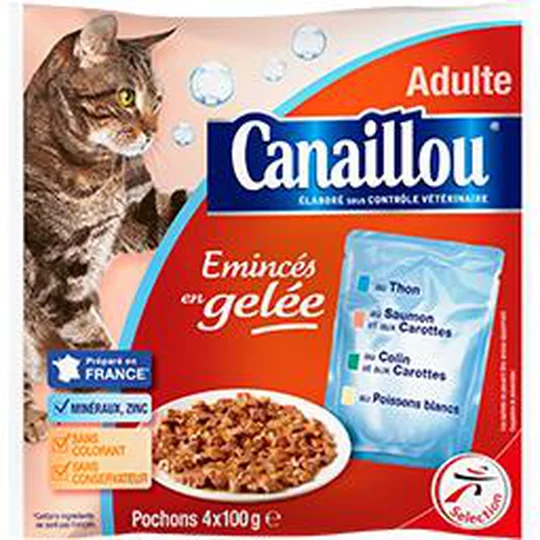 Emincés en gelée aux poissons pour chat
