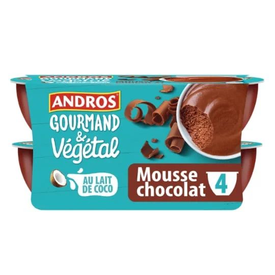 Dessert végétal mousse au chocolat au lait de coco