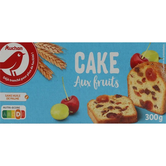 Cake aux fruits sans huile de palme prétranché