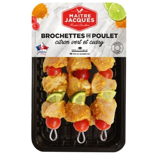Brochette de poulet curry citron