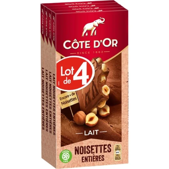 Chocolat au lait noisettes entières
