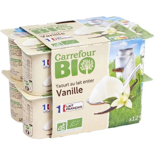 Yaourt lait entier vanille Bio