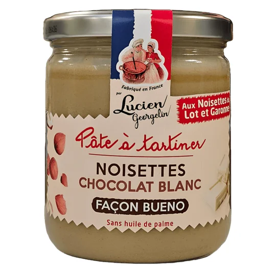 Pâte à tartiner aux noisettes et chocolat blanc sans huile de palme