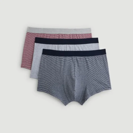 Lot de 3 Boxers Rouge Rayés et Uni XL