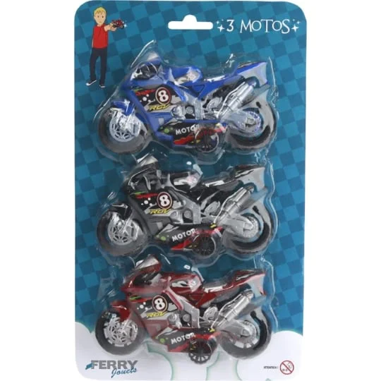 Jouet 3 motos retrofriction