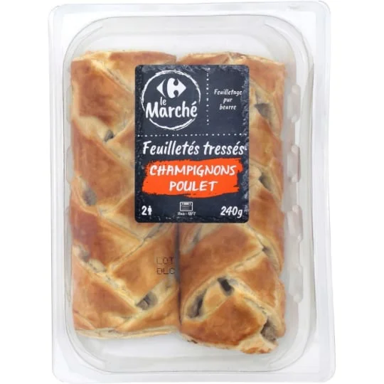 Feuilletés tressés champignons poulet