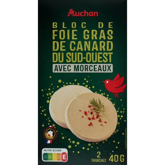Bloc de foie gras de canard entier avec morceaux