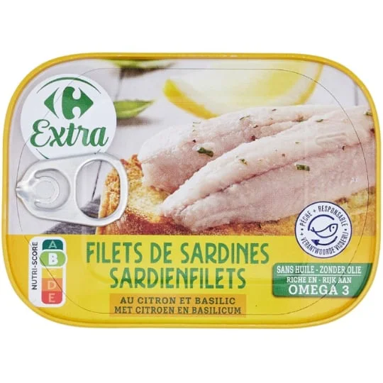 Filets de sardines citron et basilic