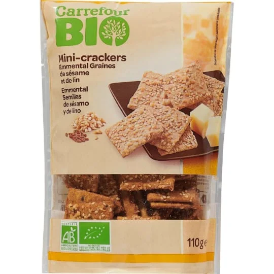 Mini-crackers bio emmental sésame lin