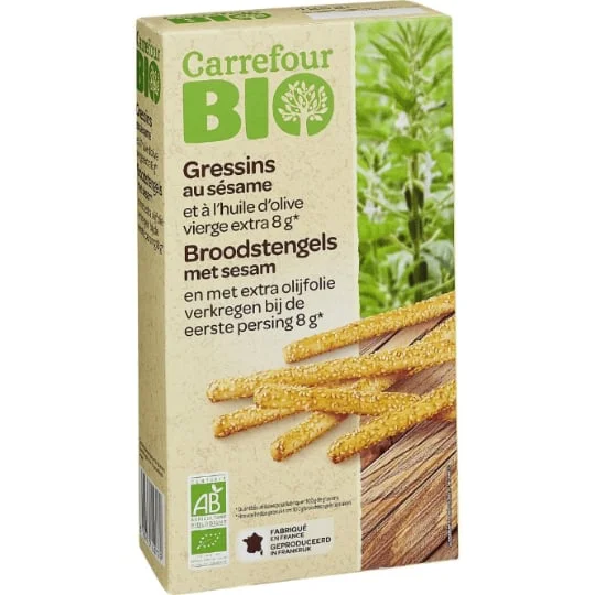 Gressins bio au sésame et à l'huile d'olive