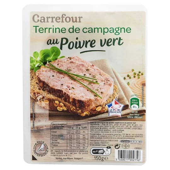 Terrine de campagne au poivre vert