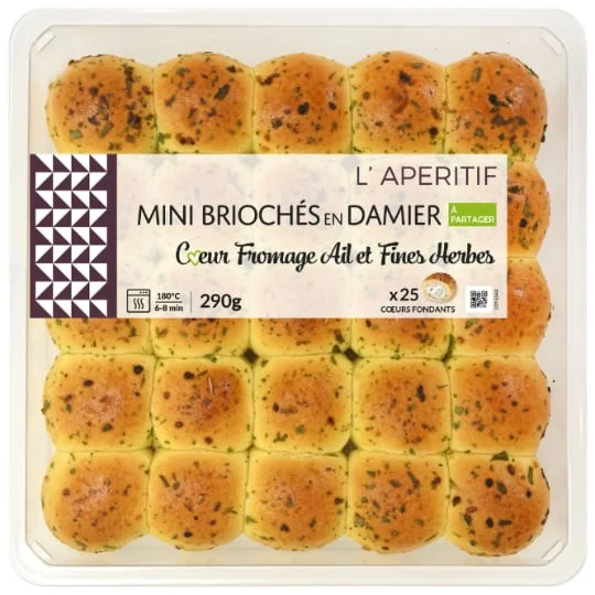Damier brioché coeur fondant fromage ail fines herbes