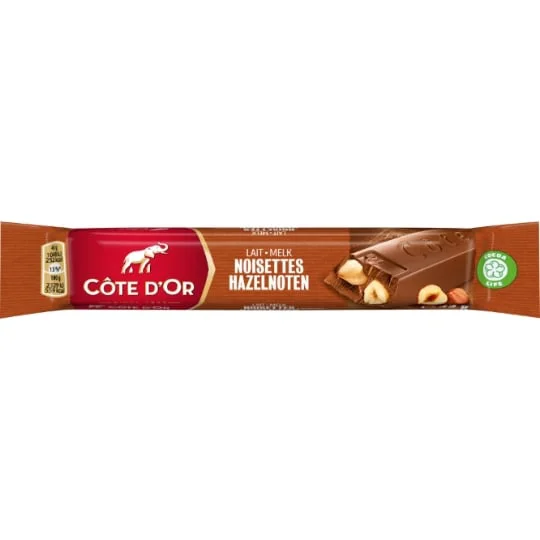 Barre chocolatée au lait et noisettes